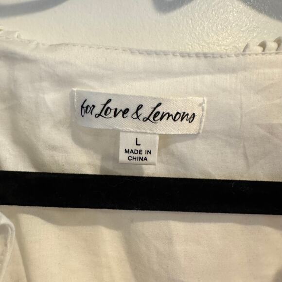 For Love & Lemons Serena Mini Dress White Eyelet Layered Ruffle Scalloped Sz L - Picture 7 of 10